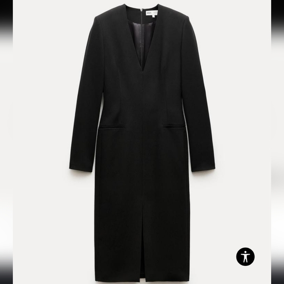 ZARA ZW COLLECTION MIDI DRESS WITH PADDED SHOULDERS- size Small - Picture 6 of 10